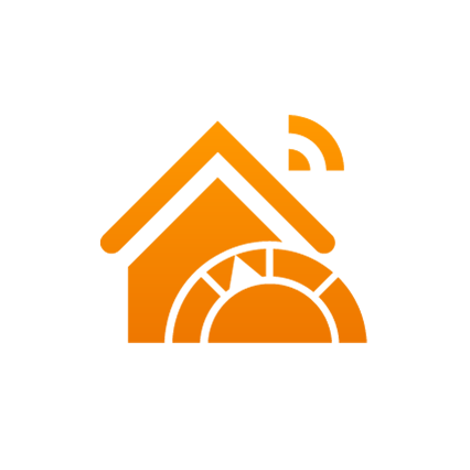 Piktogramm orangenes Haus mit Powermeter